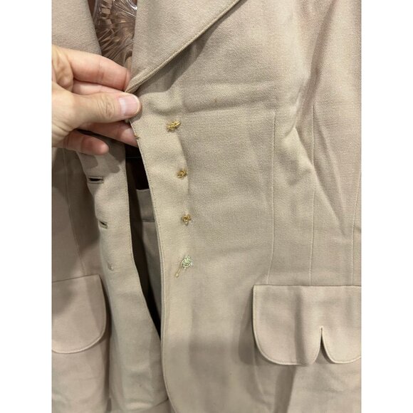 Vintage Selby Bonfields Birmingham Suit Set Tan Blazer Skirt Virgin Wool - Picture 4 of 13